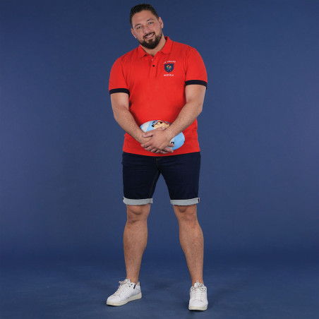 POLO MANCHES COURTES ASTERIX RUCKFIELD ROUGE