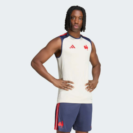 Débardeur France Rugby Blanc Cassé Adidas