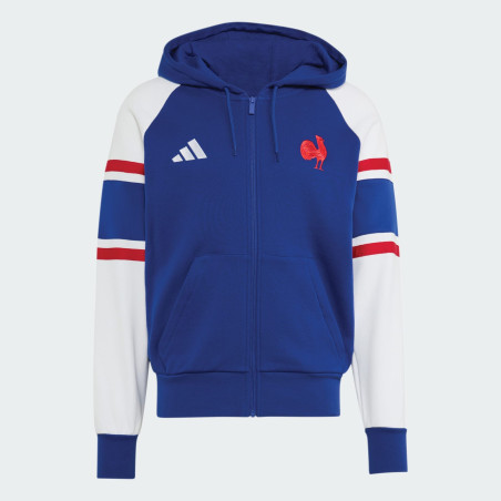 Sweat 1/4 Zippé France Rugby Bleu Roi Adidas