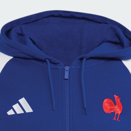 Sweat 1/4 Zippé France Rugby Bleu Roi Adidas