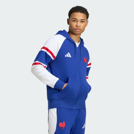 Sweat 1/4 Zippé France Rugby Bleu Roi Adidas