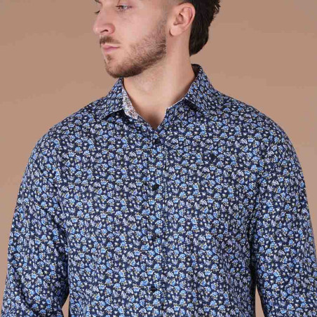 Chemise bleu marine à manches longues no-iron Ruckfield Ligne City